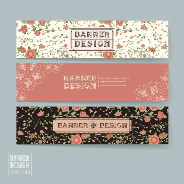 Zarif çiçek banner şablon tasarımı — Stok Vektör