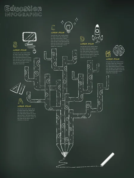 Éducation créative infographies tableau noir — Image vectorielle