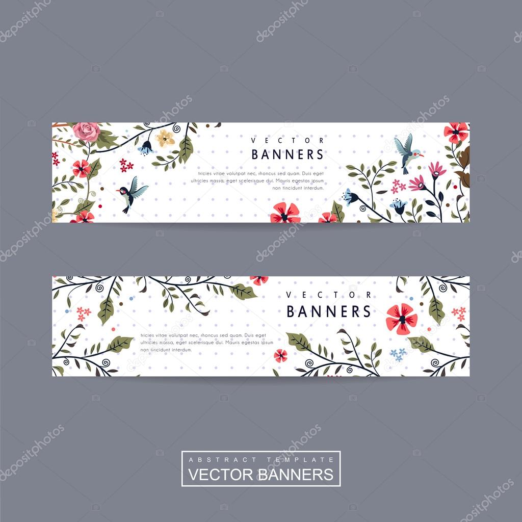 graceful banner template design with lovely floral pattern