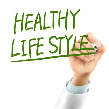 sağlıklı yaşam tarzı kelimeleri yazarak doktor