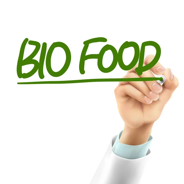 Doktor psaní slova bio potravin — Stockový vektor