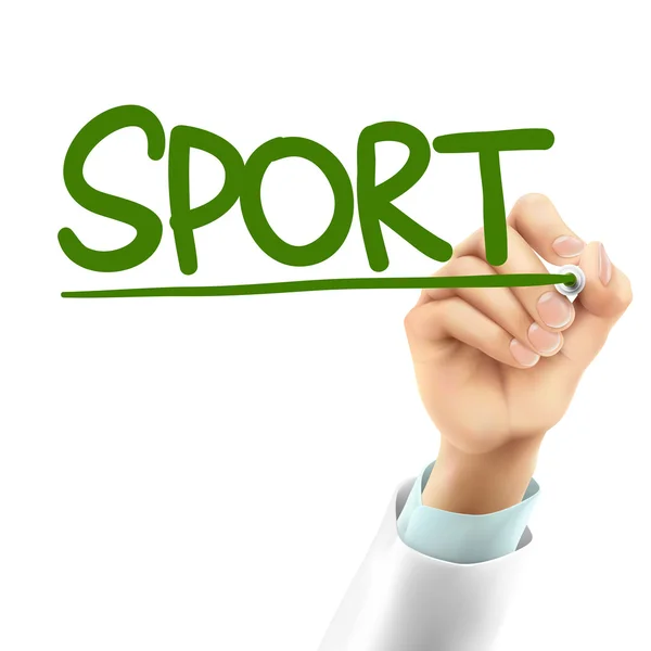 Medico scrittura parola sport — Vettoriale Stock