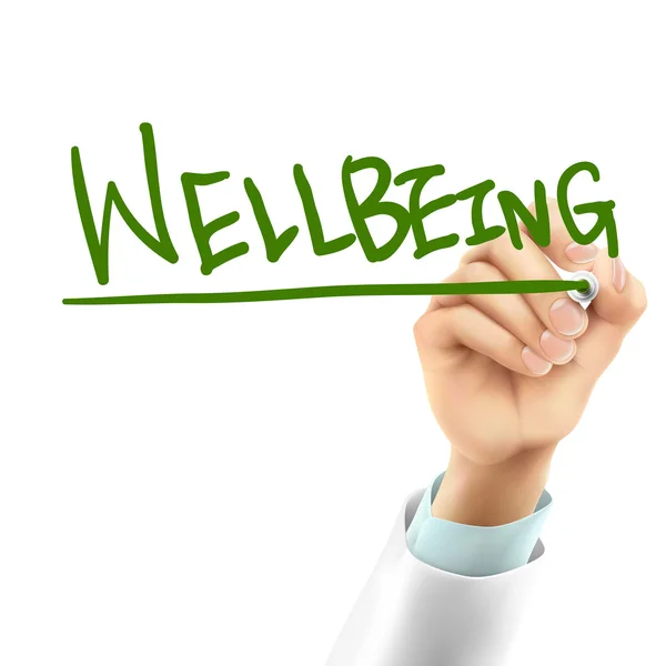 Wellbeing sözcüğü yazmaya doktor — Stok Vektör