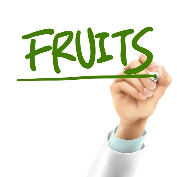 Médecin écriture fruits mot — Image vectorielle