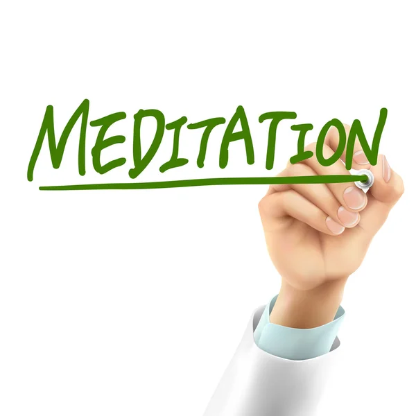 Medico scrittura parola di meditazione — Vettoriale Stock