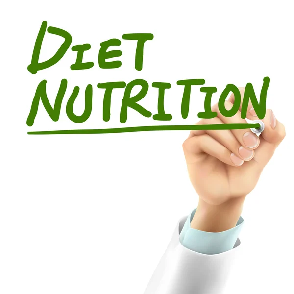 Médecin écriture diète nutrition mots — Image vectorielle