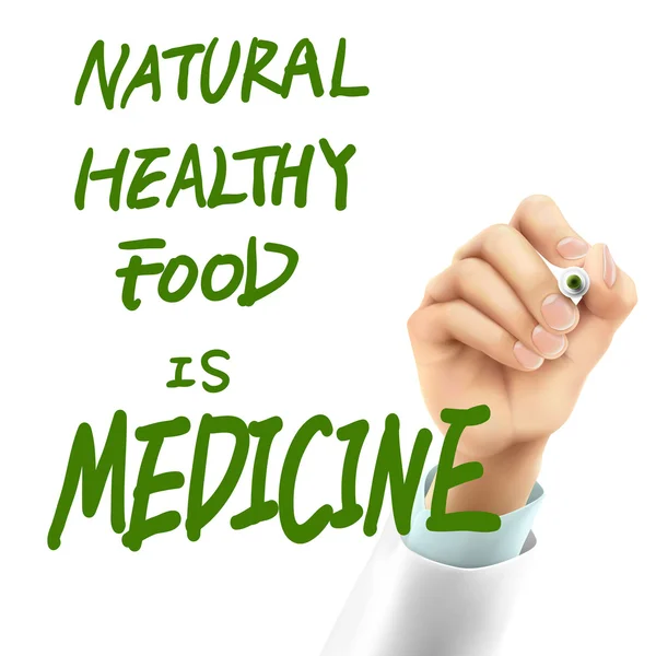 Doktor yazma doğal sağlıklı gıda tıp kelime olduğunu — Stok Vektör