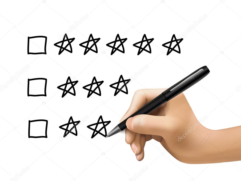 five star rating drawn by 3d hand