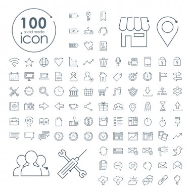 100 Sosyal Medya Icons set