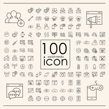 100 Sosyal Medya Icons set