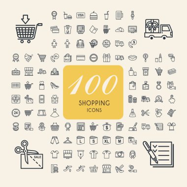 zarif 100 alışveriş Icons set