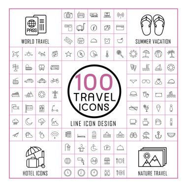 çok güzel 100 Icons set seyahat