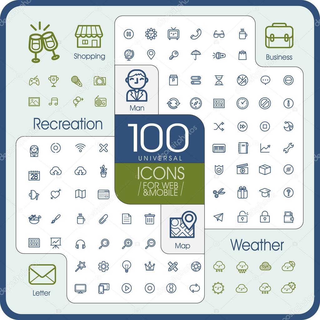lovely 100 universal icons set 