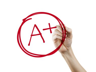 education rating A plus written by hand clipart