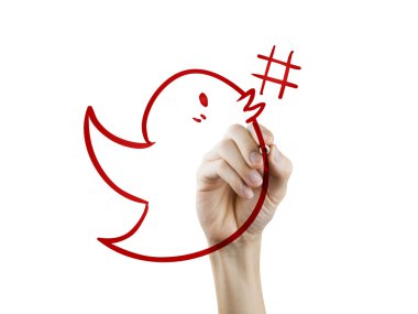 kuş el ile çizilmiş hashtag simgesiyle