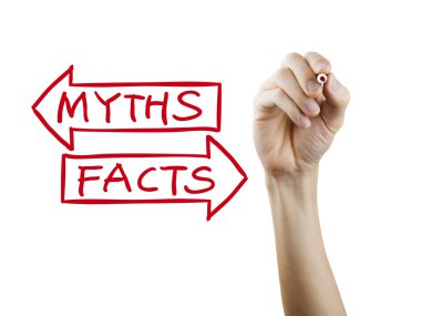 myths or facts words written by hand clipart