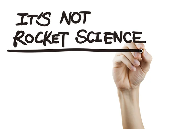 그것은 로켓 과학 단어 손으로 작성 — 스톡 사진