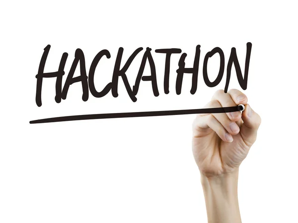 Hackathon Wort von Hand geschrieben — Stockfoto