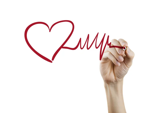 Heart and heartbeat symbol drawn by hand — Stock Photo, Image