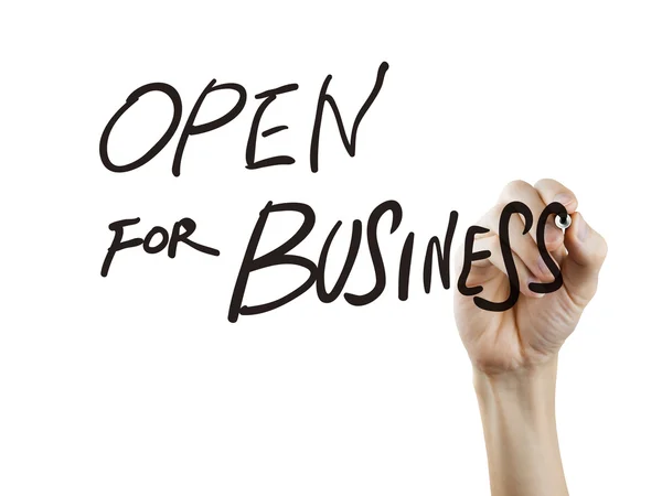 Open for business words written by hand — Stock Photo, Image