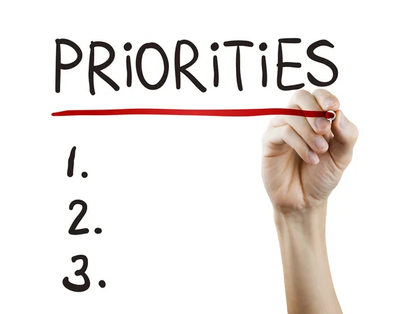 Priorities word written by hand — Stock Photo, Image