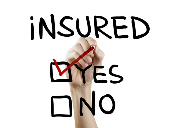 Yes insured words written by hand — Stock Photo, Image