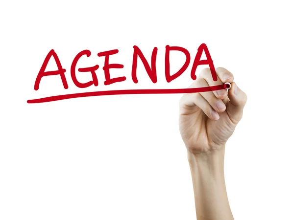 Agenda Wort von Hand geschrieben — Stockfoto