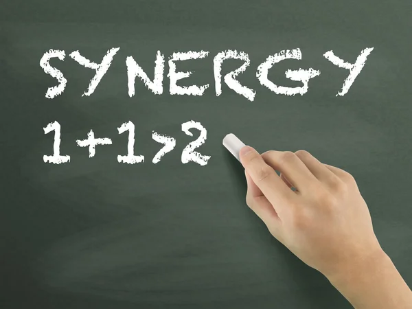 Synergy word written by hand — Stock Photo, Image