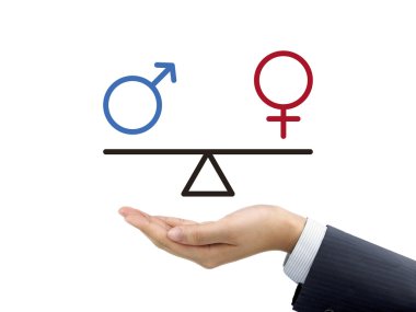 erkek ve dişi eşitlik kavramı tarafından işadamı'nın elini tutarak 