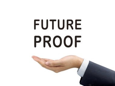 tarafından işadamı'nın elini tutarak gelecekteki kanıtı kelimeler