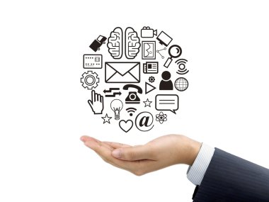 tarafından işadamı'nın elini tutarak medya kavramı