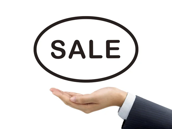 Sale word holding by businessman's hand — Stock Photo, Image