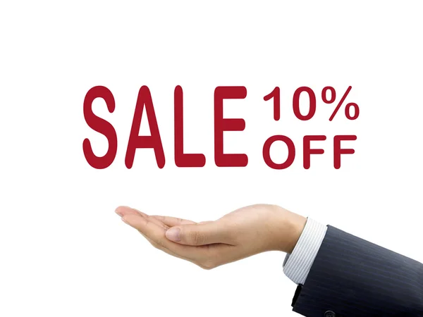 Sale 10 percent off holding by businessman's hand — Stock Photo, Image