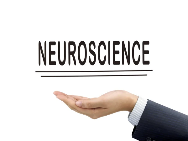 Neurowissenschaftliches Wort an der Hand eines Geschäftsmannes — Stockfoto