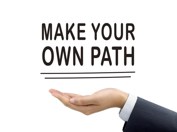 Make your own path words holding by businessman's hand — Stock Photo, Image