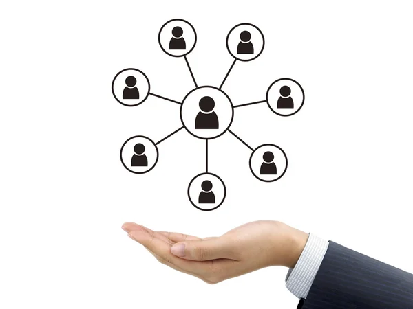 Sociaal netwerk concept met de zakenman hand houden — Stockfoto