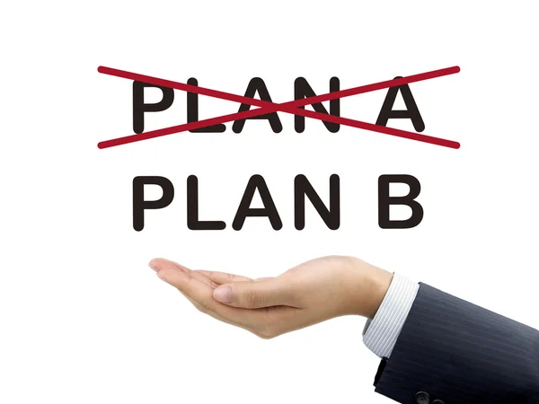 Plano B segurando pela mão do empresário — Fotografia de Stock