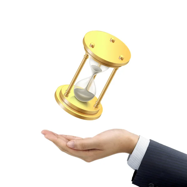 Businessman's hand holding a hourglass — Stock Photo, Image
