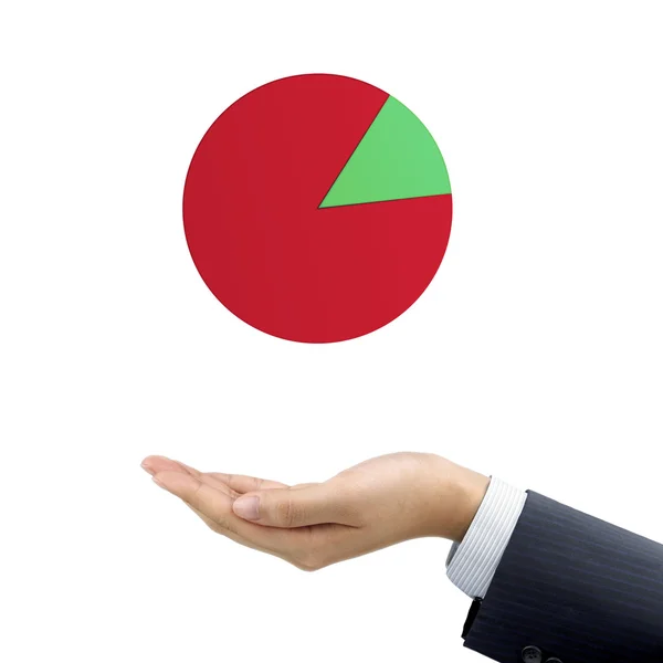 Businessman's hand holding business pie chart — Stock Photo, Image