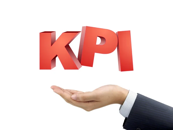 Tangan pengusaha memegang kata-kata KPI — Stok Foto