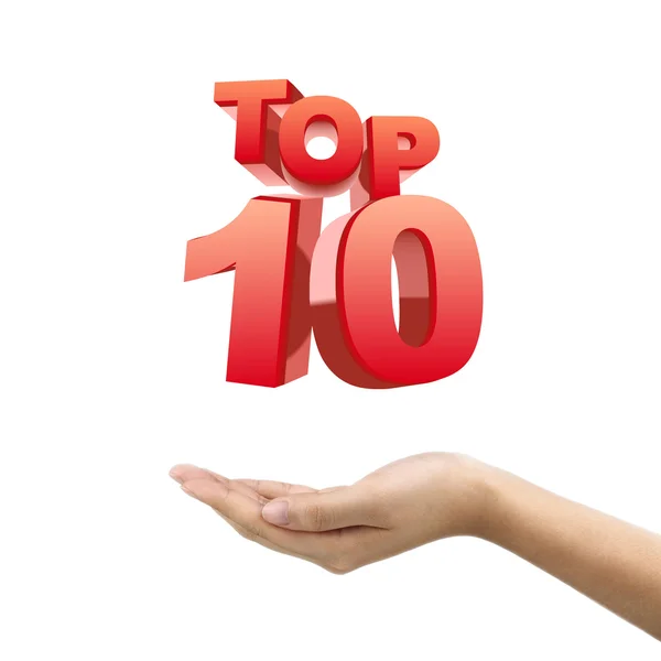 Podnikatel je ruka drží top 10 slov — Stock fotografie