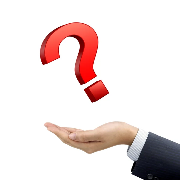 Businessman's hand holding question mark — Stock Photo, Image