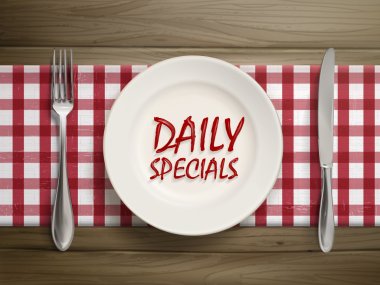 daily specials written by ketchup on a plate clipart