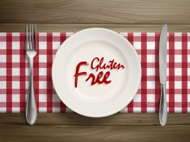 ketçap tarafından yazılı bir plaka üzerinde ücretsiz gluten
