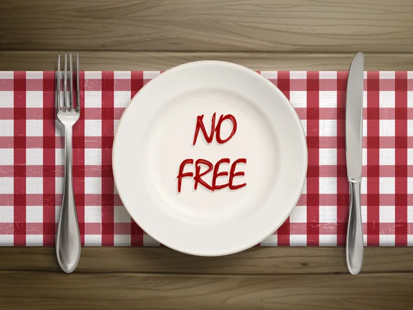 No hay libre escrito por ketchup en un plato — Vector de stock
