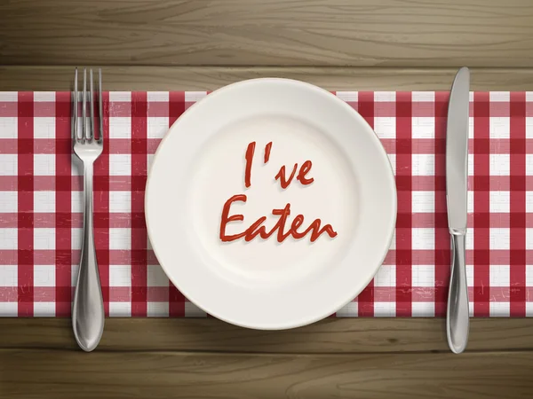 I have eaten written by ketchup on a plate — Stock Vector