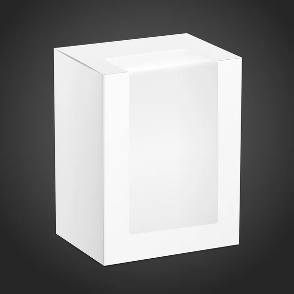 Pakket kartonnen doos met transparante kunststof venster — Stockvector