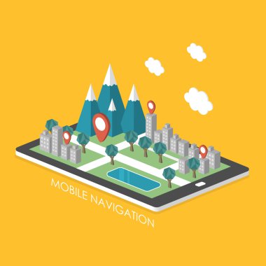 mobil navigasyon kavramı 3d izometrik Infographic