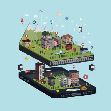 Gezinti kavramı 3d izometrik Infographic