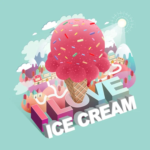 Amor helado concepto plano 3d isométrica infografía — Archivo Imágenes Vectoriales